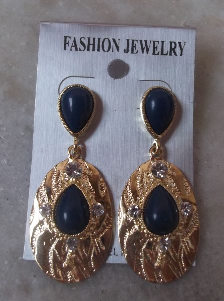 Brinco de pedra azul marinho